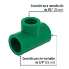 Tee reducida de PPR 3/4' x 3/4' x 1/2', FOSET 2
