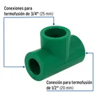 Tee reducida de PPR 3/4' x 1/2' x 3/4', FOSET 2
