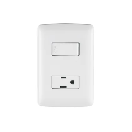 Placa armada contacto e interruptor, blanco, línea Italiana