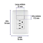 Placa armada 2 contactos e interruptor,blanco,línea Italiana 3