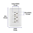 Placa armada 3 contactos aterrizados, blanco, línea Italiana 2