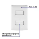Placa armada, 2interruptores sencillos,blanco,línea Italiana 3