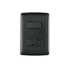 Placa armada contacto e interruptor, negro, línea Italiana 1