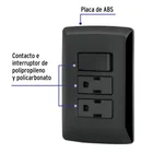 Placa armada 2 contactos e interruptor,negro, línea Italiana 2
