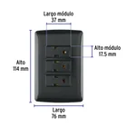 Placa armada 3 contactos aterrizados, negro, línea Italiana 3