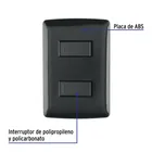 Placa armada, 2 interruptores sencillos,negro,línea Italiana 2