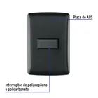 Placa armada 1 interruptor sencillo, negro, línea Italiana 3