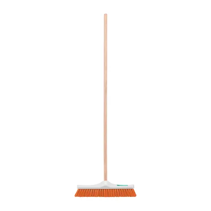 Cepillo para barrer cerda rígida de 40 cm, bastón de madera