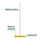 Cepillo para barrer cerda suave de 56 cm, bastón de madera 2