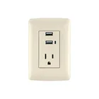 Contacto aterrizado + 2 puertos USB, marfil, línea Italiana 1