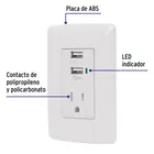 Contacto aterrizado + 2 puertos USB, blanco, línea Italiana 2