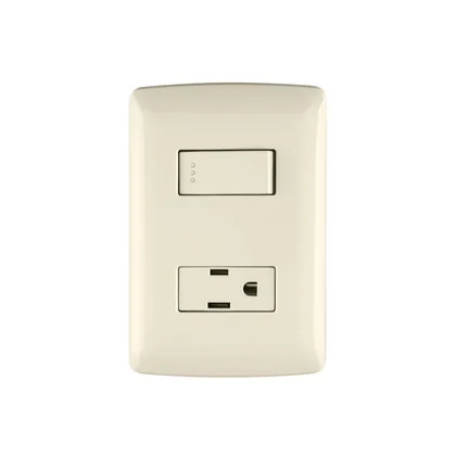 Placa armada contacto e interruptor, marfil, línea Italiana