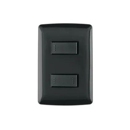 Placa armada 1 interruptor 1 escalera, negro, línea Italiana