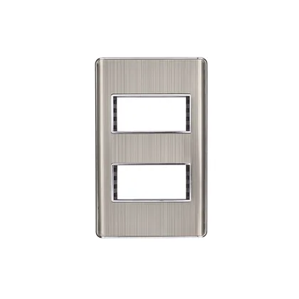 Placa de acero inox con 2 ventanas 1 módulo, línea Lisboa