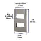Placa de acero inox con 2 ventanas 1 módulo, línea Lisboa 3