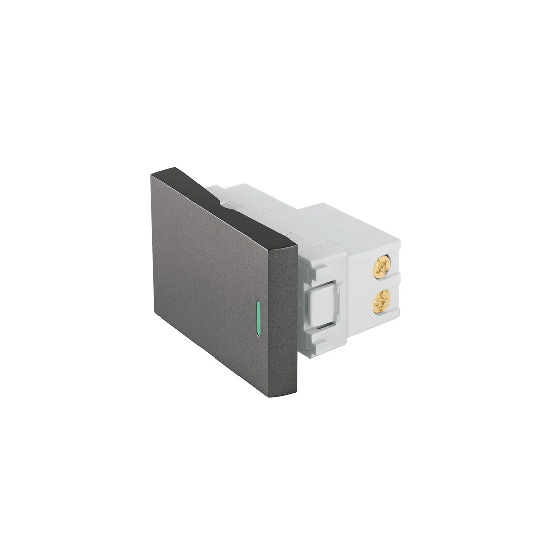 Interruptor sencillo acero inox de 1.5 módulos, línea Lisboa