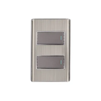 Placa armada acero inox con 2 interruptores 1 módulo, Lisboa