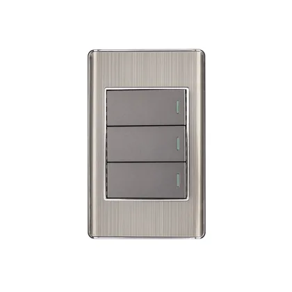 Placa armada acero inox 3 interruptores 1 módulo, Lisboa