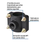 Abrazadera para toma domiciliaria PP 1-1/2' x 1/2', FOSET 2