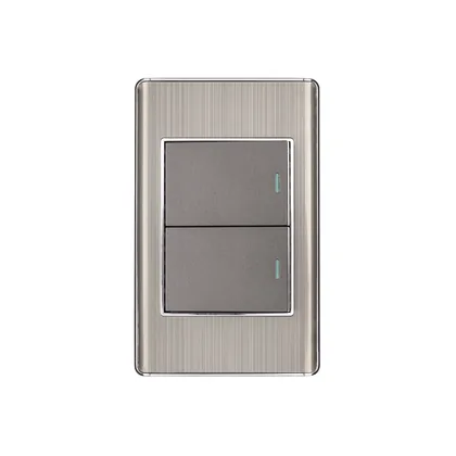 Placa armada acero inox 2 interruptores 1.5 módulos, Lisboa