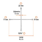 Llave de cruz 18', bocas 17, 19, 22 mm y 13/16', TRUPER 2