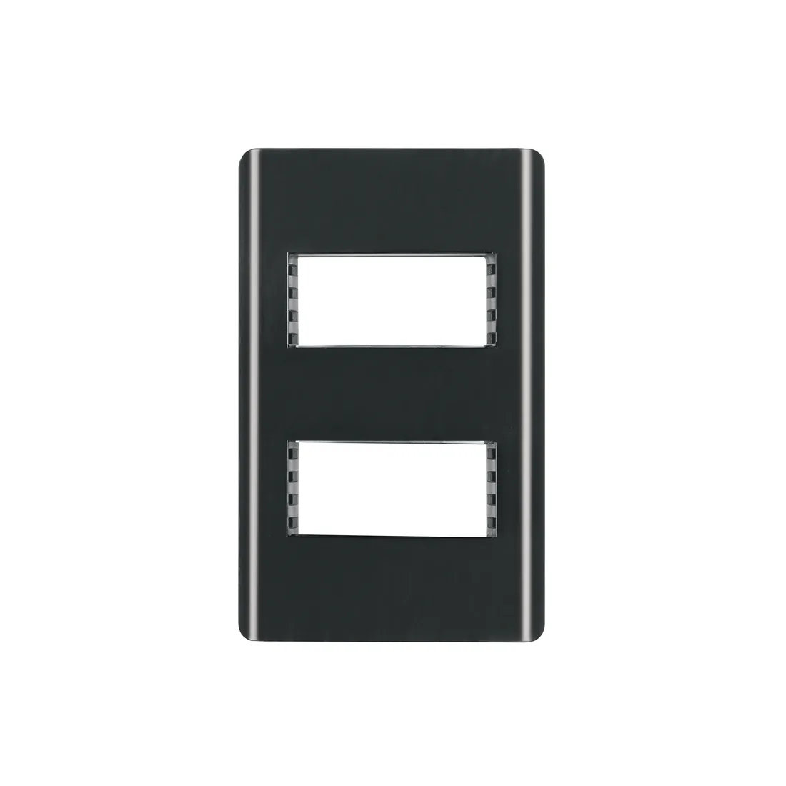 Placa negra de 2 ventanas 1 módulo, línea Lisboa, VOLTECK