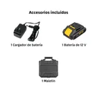 Kit taladro/destornillador 3/8', 12V, 33 accesorios, PRETUL 4
