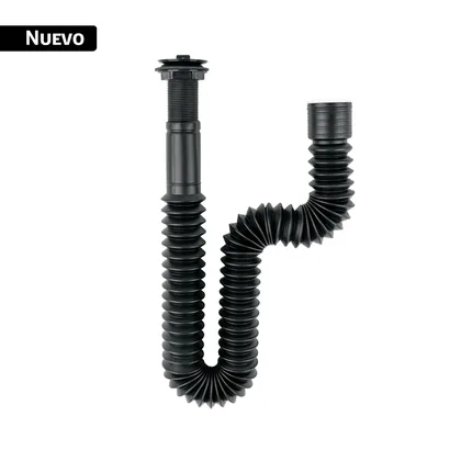 Céspol flexible de PP con contra, negro, para lavabo, FOSET