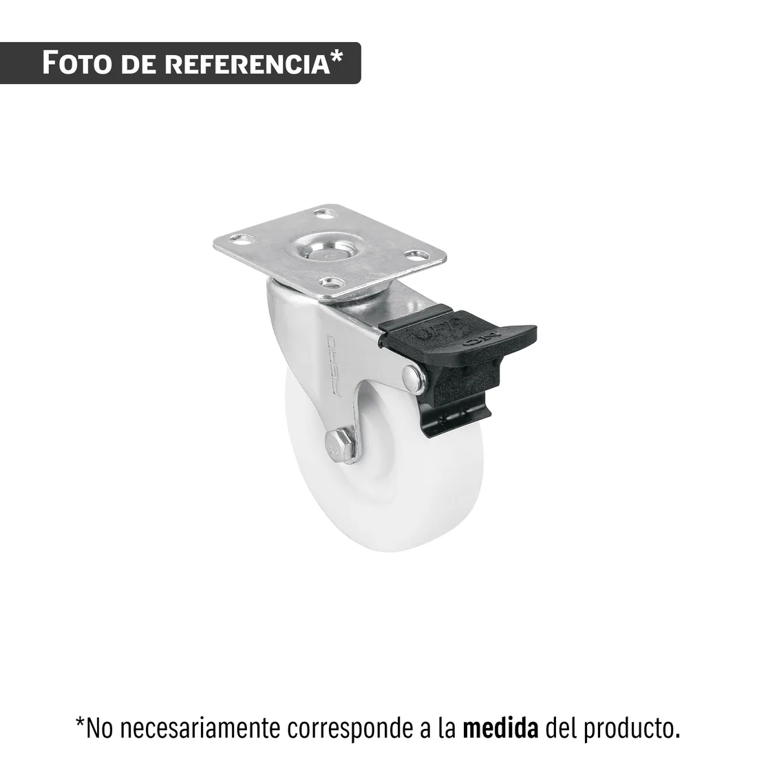 Rodaja de polietileno 4' placa giratoria, con freno, balero