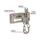 Pasador con cadena para puerta, acabado níquel satín, HERMEX 2