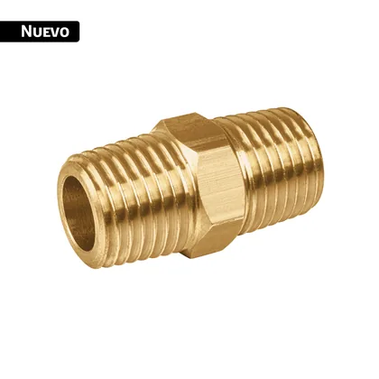 Niple unión NPT de latón, 1/4' con tuerca hexagonal, FOSET