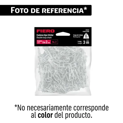 Bolsa con 3 metros de cadena tipo victor de 2 mm, FIERO