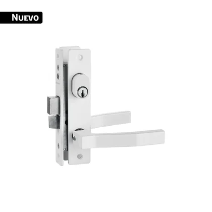 Cerradura para perfil de aluminio, llave-llave, blanca
