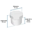 Tapón macho de PVC 3/4', FOSET 3