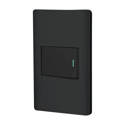 Placa armada negra 1 interruptor de 3 vías 1.5 mód, Lisboa