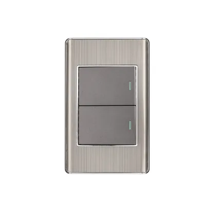 Placa armada acero 1 interruptor y 1 de 3vías 1.5mód,Lisboa