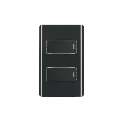 Placa armada negra 1 interruptor y 1 de 3 vías 1 mód, Lisboa