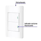 Placa armada blanca 1 interruptor y 1 de 3vías 1.5mód,Lisboa 2