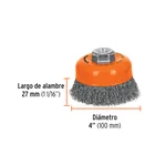 Carda copa 4' alambre ondulado fino, eje 5/8'-11, TRUPER 3