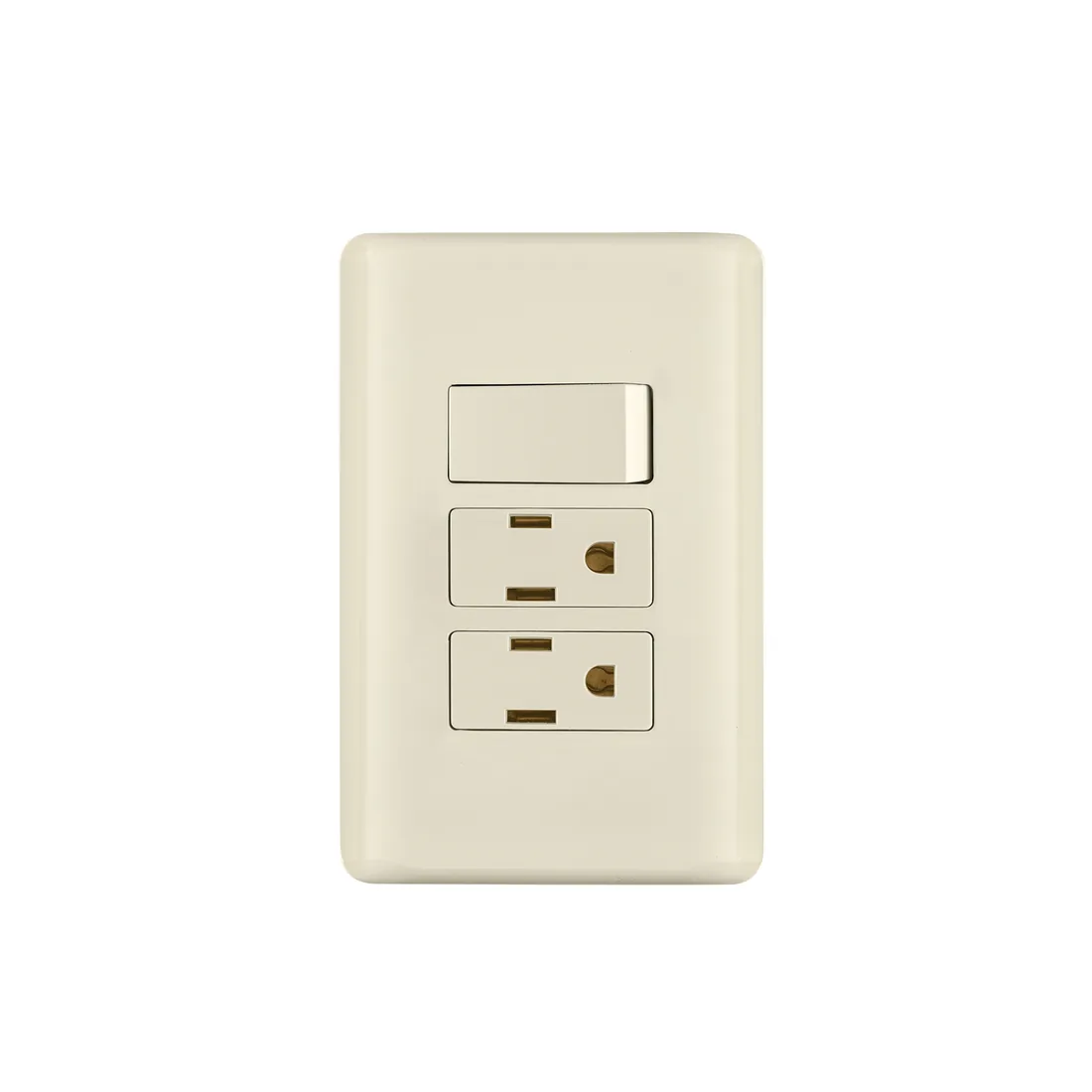 Placa armada interruptor y 2 contactos, marfil, BASIC