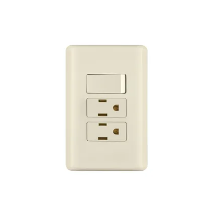 Placa armada interruptor y 2 contactos, marfil, BASIC