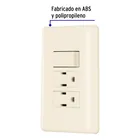 Placa armada interruptor y 2 contactos, marfil, BASIC 2