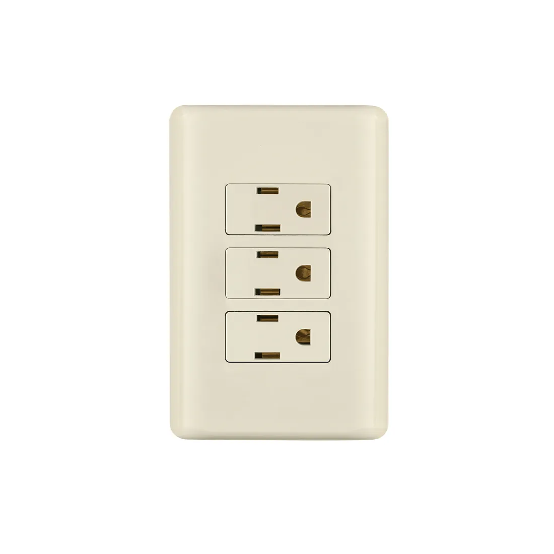 Placa armada 3 contactos aterrizados, marfil, VOLTECK
