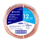 Metro de cable desnudo de cobre calibre 12 AWG, rollo 100 m 3