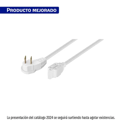 Extensión eléctrica doméstica 4 m clavija plana, blanca