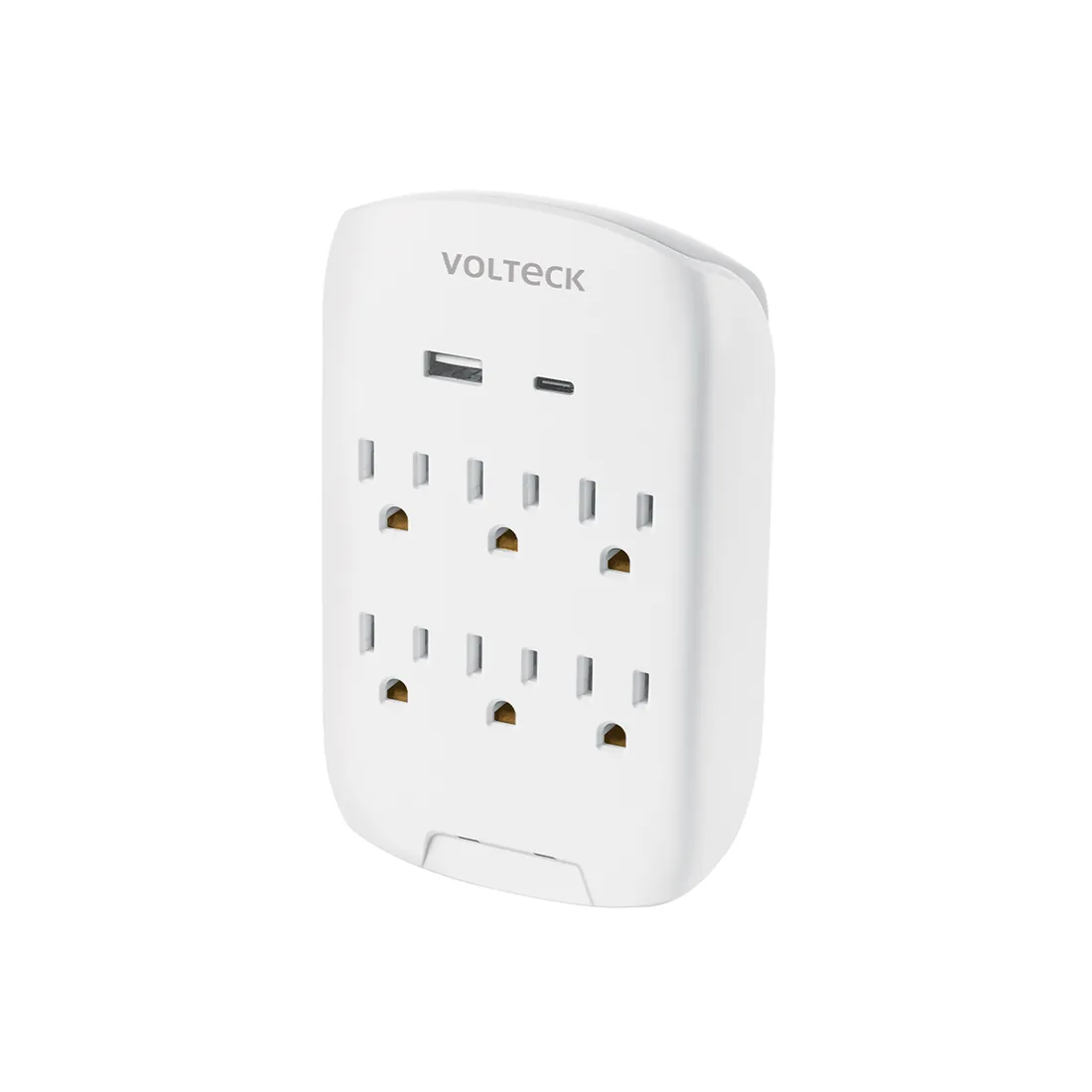 Multicontacto de pared, 800 Joules, 6 contactos y 2 USB A+C