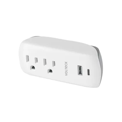 Multicontacto de pared, 2 contactos y 2 USB A+C, VOLTECK