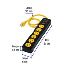Multicontacto 14 AWG, 6 entradas sup. de picos 600 J, negro 3