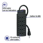 Multicontacto de uso rudo con 10 entradas, negro, VOLTECK 2
