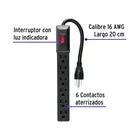 Multicontacto 16 AWG doméstico económico 6 entradas, negro 2